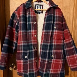 Plaid Sherpa-Lined Shirt Jacket